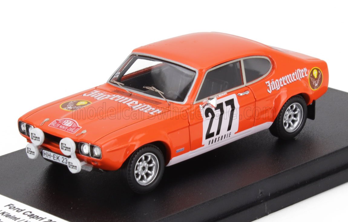Modèle réduit de voiture de course Orange Ford Capri 277 avec décalcomanies, disponible dès maintenant pour les collectionneurs en ligne.