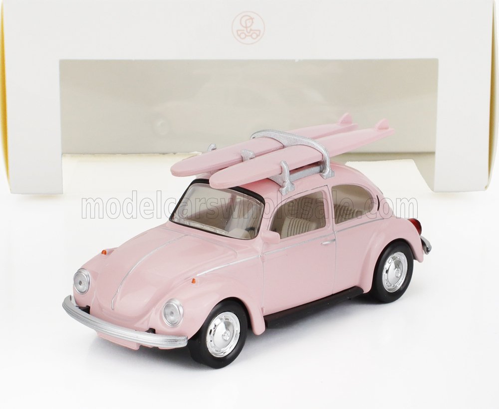VOLKSWAGEN - BEETLE COCCINELLE 1973 - AVEC PLANCHE DE SURF - ROSE