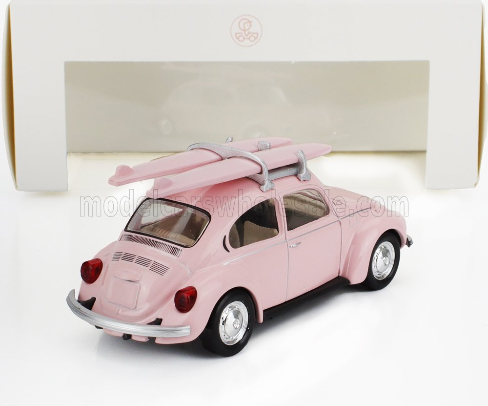 VOLKSWAGEN - BEETLE COCCINELLE 1973 - AVEC PLANCHE DE SURF - ROSE