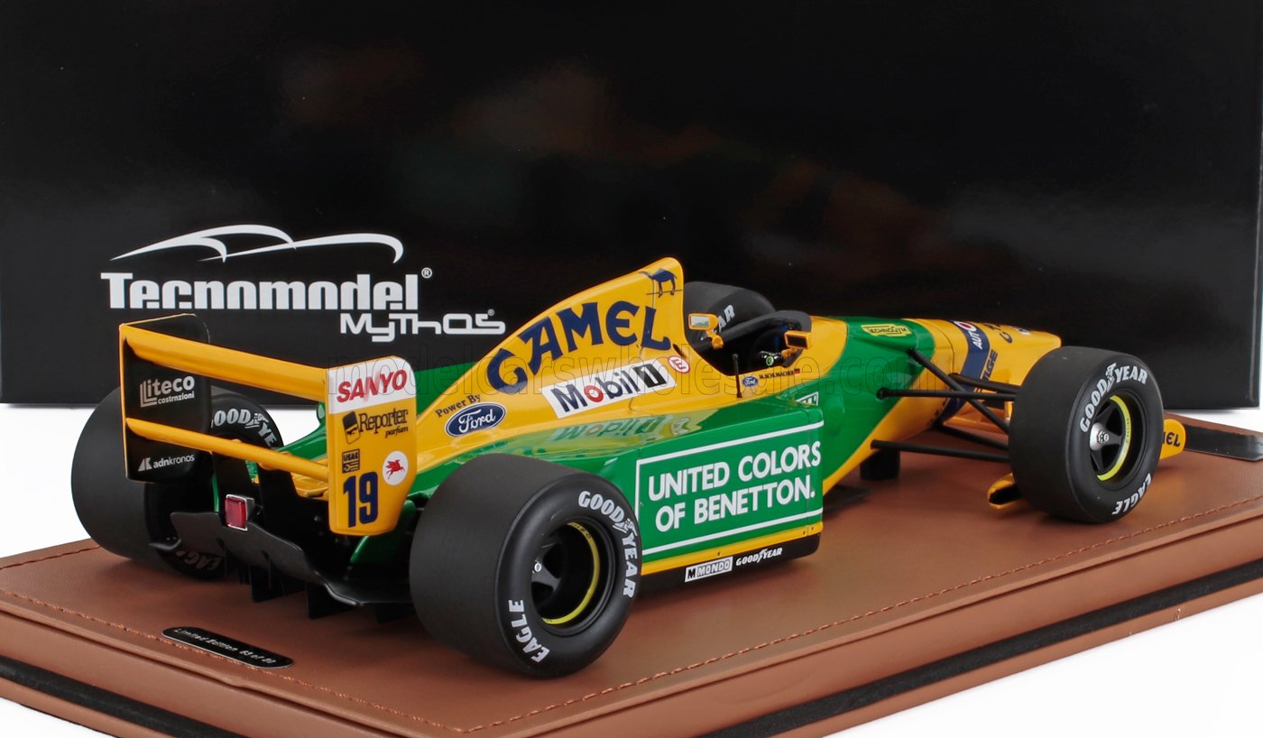 BENETTON - F1 B192 FORD N 19 VAINQUEUR DU GRAND PRIX DE BELGIQUE À SPA EN 1992 MICHAEL SCHUMACHER - JAUNE VERT - Vroomi