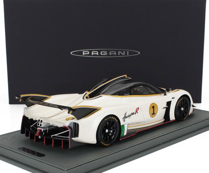 PAGANI - HUAYRA R N 1 RACING 2021 - CON VETRINA - WITH SHOWCASE - BIANCO BENNY - WHITE BLACK