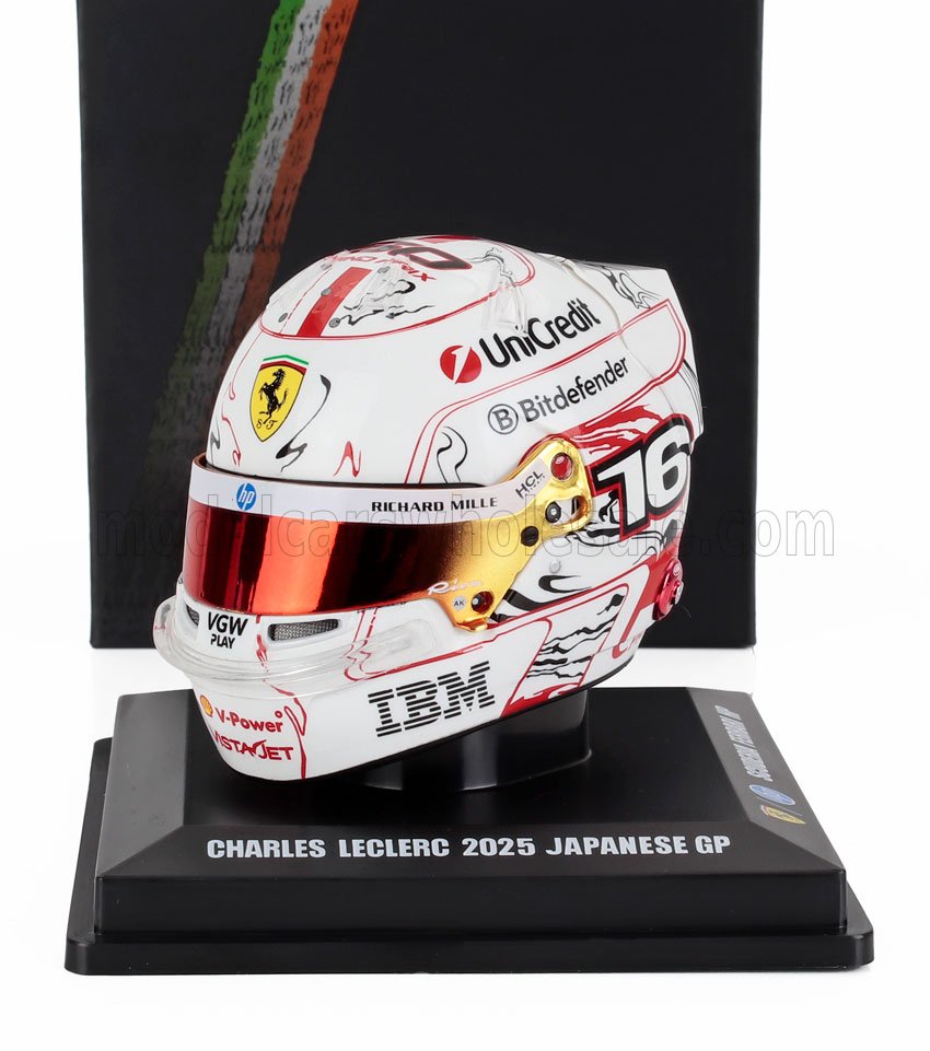 BELL HELMET - CASQUE F1 CHARLES LECLERC TEAM FERRARI HP N 16 JAPAN GP 2025 - BLANC ROUGE
