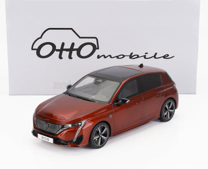 Modèle réduit Peugeot 308 rouge avec toit noir, arborant le logo Otto Mobile, proposé sur Vroomi.