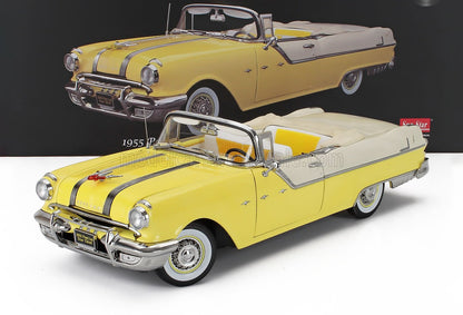 Modèle réduit de voiture de collection Pontiac Star Chief jaune de 1955, désormais disponible chez Vroomi