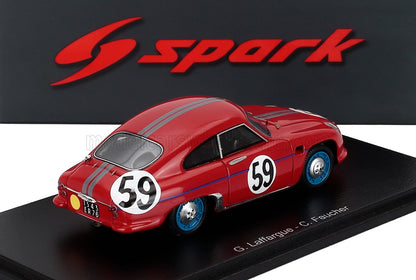Red 1/43 scale Spark model car with number 59 racing decals on display base, available at Vroomi