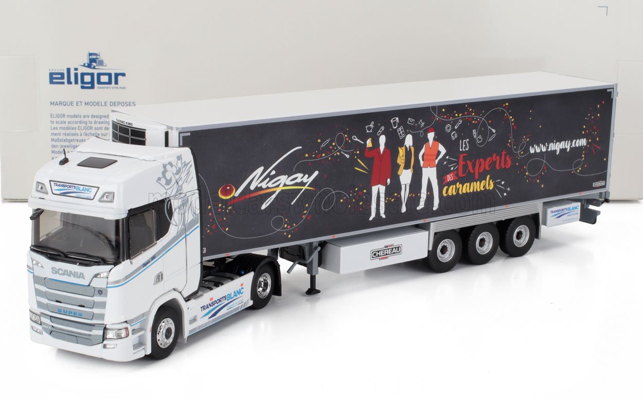 SCANIA - CAMION FRIGO SEMI S500 CASSONATO BLANC TRANSPORTS 2022 - BLANC NOIR - Vroomi