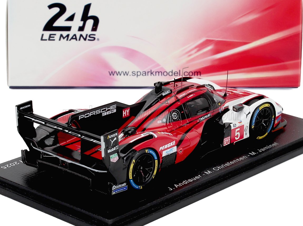 Modèle réduit Porsche 963 Le Mans 1/43 avec livrée de course, disponible chez Vroomi