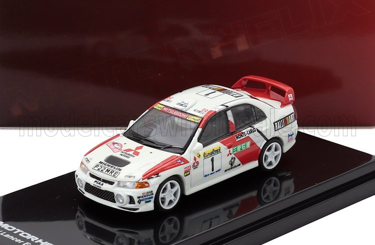 MITSUBISHI - LANCER EVOLUTION IV N 1 3rd RALLY MONTECARLO 1997 TIMO MAKINEN - SEPPO HARJANNE - WHITE RED - Vroomi