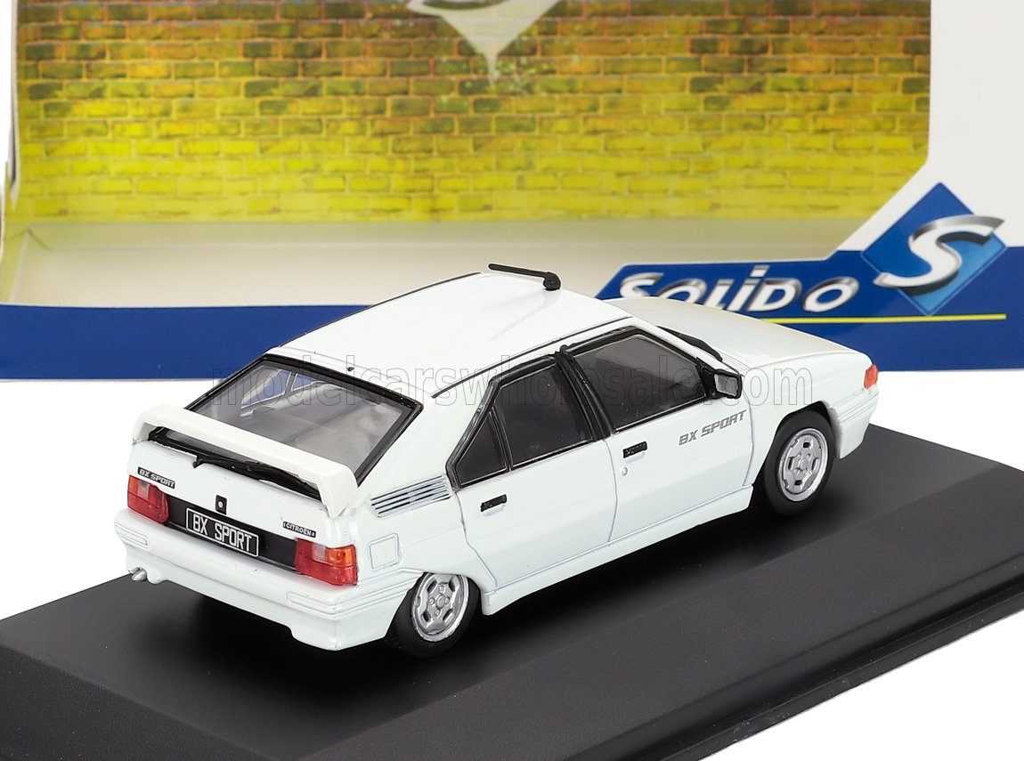 White Citroën BX Sport 1/18 scale model car with rear spoiler, available now for collectors