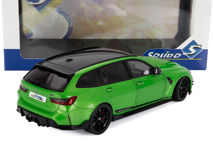 Green 1:18 scale BMW M3 Touring die-cast model car, detailed, available for collectors now.