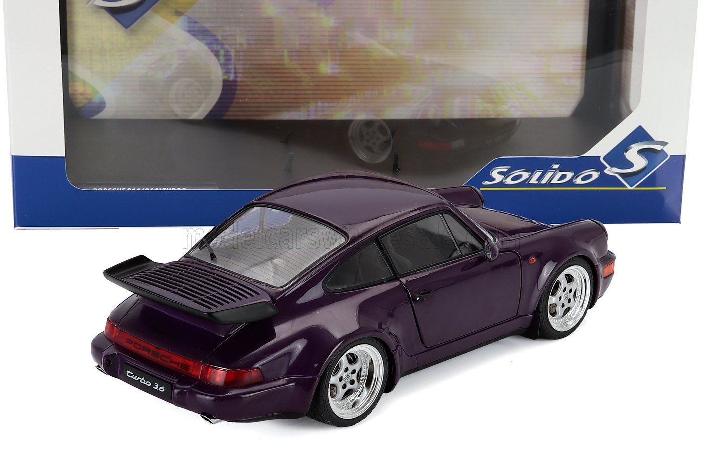 Purple Porsche 911 Turbo 3.6 die-cast model car, rear view, available for collectors now