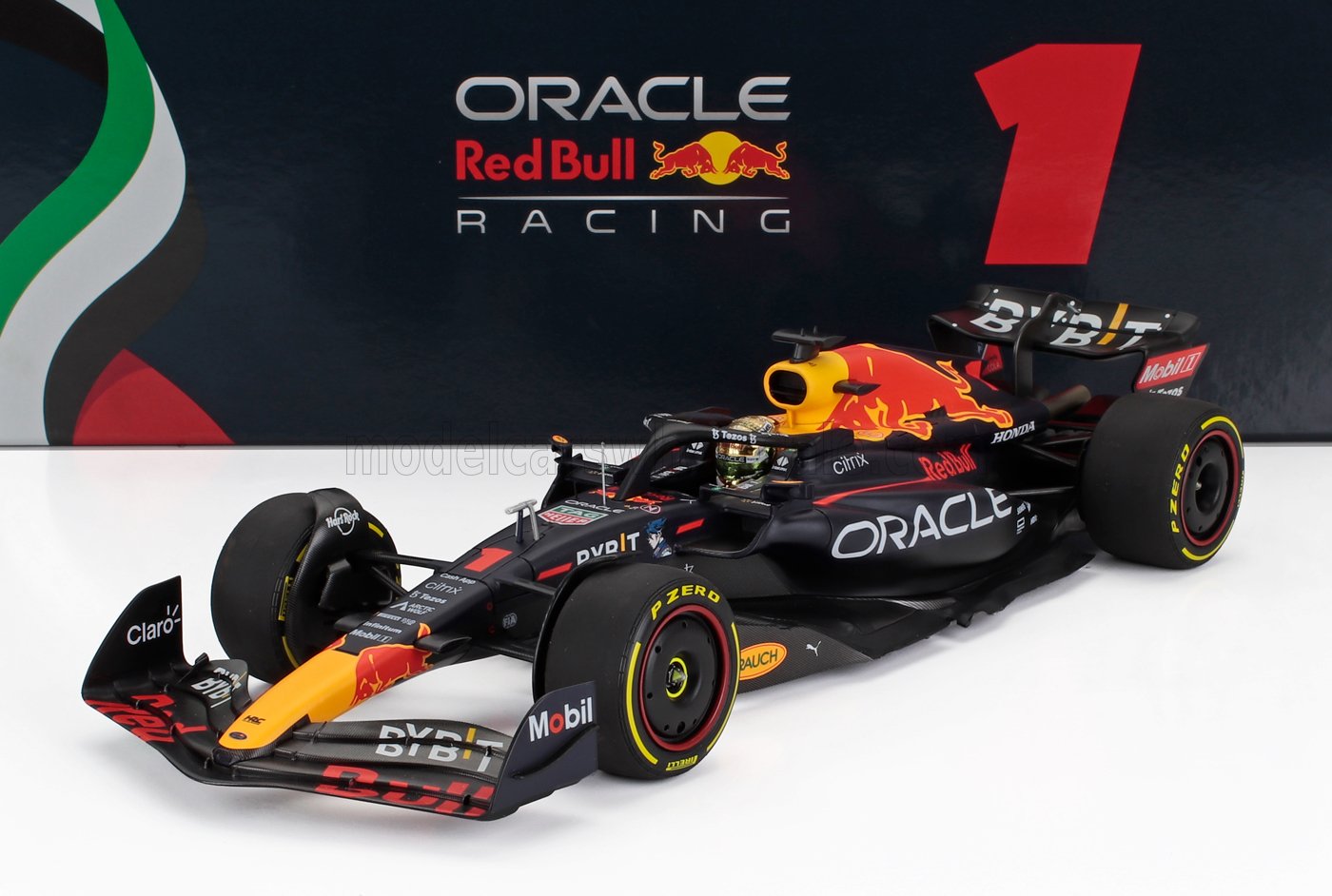 RED BULL - F1 RB18 TEAM ORACLE RED BULL RACING N 1 WORLD CHAMPION WINNER ABU DHABI GP 2022 MAX VERSTAPPEN - MATT BLUE YELLOW RED