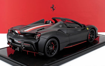 FERRARI - 488 PISTA SPIDER N 16 VOITURE PERSONNELLE CHARLES LECLERC 2024 - AVEC VITRINE - NOIR MAT