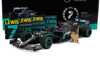 MERCEDES GP - F1  W11 EQ PERFORMANCE TEAM AMG PETRONAS MOTORSPORT N 44 (AVEC PNEUS PLUIE USÉS ET PIT BOARD - 7 FOIS CHAMPION DU MONDE) VAINQUEUR DU GP DE TURQUIE 2020 LEWIS HAMILTON - NOIR VERT