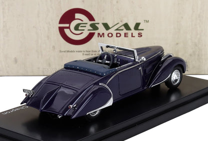 Esval Models Modèle réduit de voiture décapotable vintage bleu Esval Models présenté sur un socle noir, également disponible sur Vroomi.