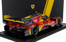 FERRARI - 499P 3,0 L TURBO V6 ÉQUIPE FERRARI AF CORSE N 50 VAINQUEUR DES 24 HEURES DU MANS 2024 ANTONIO FUOCO - MIGUEL MOLINA - NICKLAS NIELSEN - AVEC VITRINE - ROUGE JAUNE NOIR