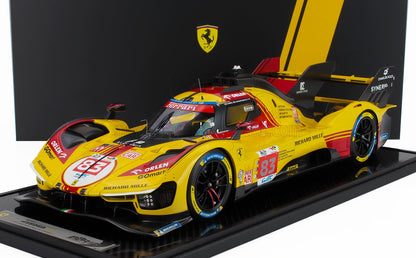 FERRARI - 499P 3.0L TURBO V6 TEAM AF CORSE N  83 24h LE MANS 2024 ROBERT KUBICA - ROBERT SHWARTZMAN - YIFEI YE - CON VETRINA - AVEC VITRINE - JAUNE ROUGE