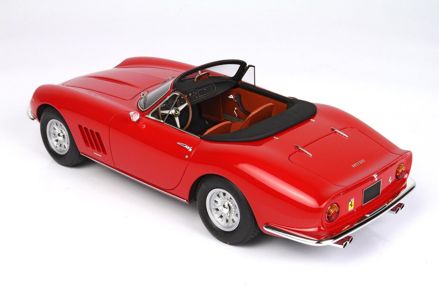 Red classic Ferrari convertible sports car model with brown interior, offered on Vroomi marketplace