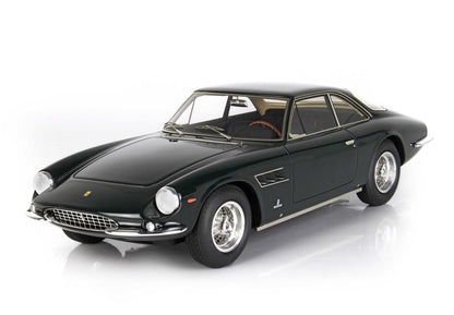 Classic black vintage Ferrari coupe with chrome grille and wire wheels, available on Vroomi platform