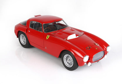 Modèle réduit de voiture de sport Ferrari classique rouge avec jantes à rayons et détails de course disponible sur Vroomi