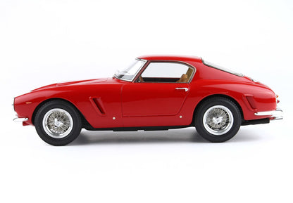 Vue latérale d'une voiture de sport vintage rouge classique avec roues à rayons métalliques, disponible sur Vroomi.