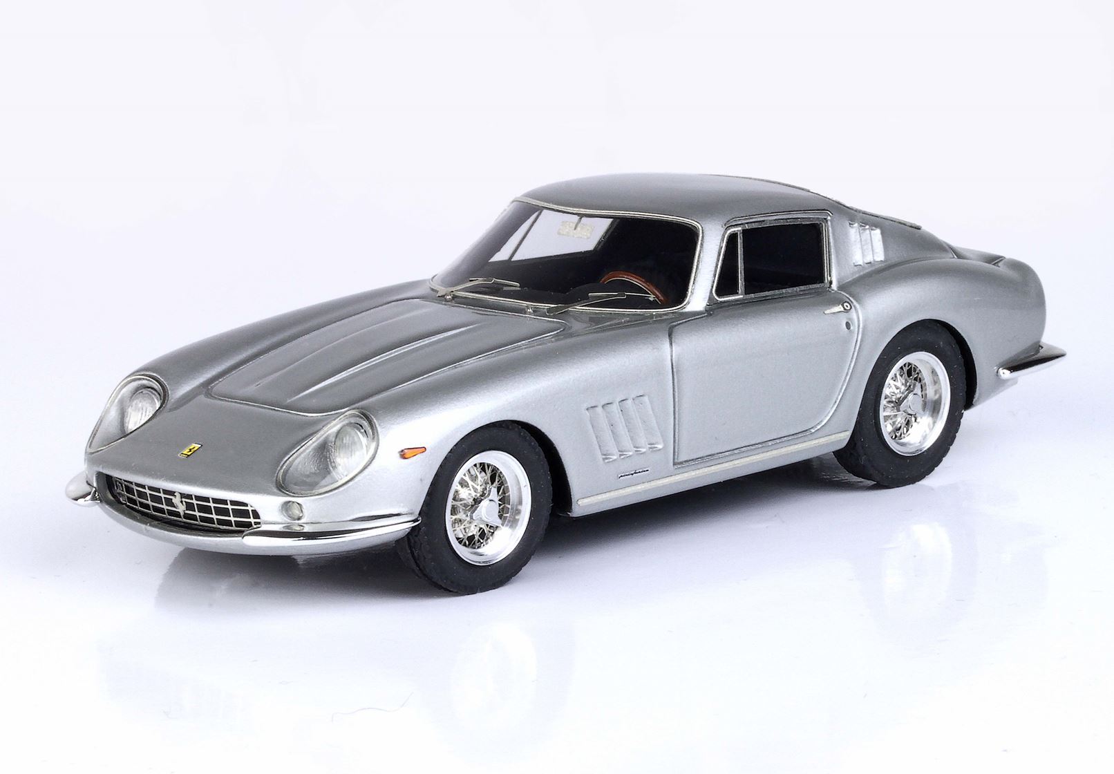 Silver classic Ferrari 275 GTB model car with detailed wheels available via Vroomi platform