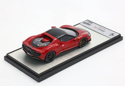 FERRARI 296 ASSETTO FIORANO ROSSO F1 ET BANDE NOIRE E CAPPELLINO - Vroomi