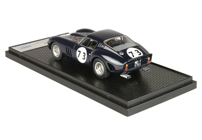Black Ferrari 250 GTO model car with number 73 on display stand available via Vroomi