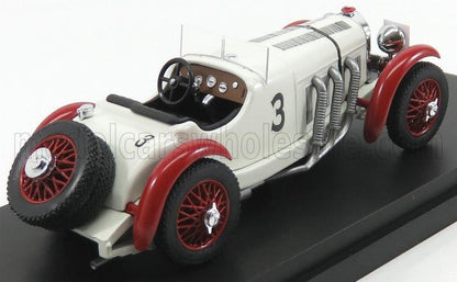 Modellino di auto da corsa vintage bianca con ruote e parafanghi rossi, numero 3 sul lato, presente su Vroomi.
