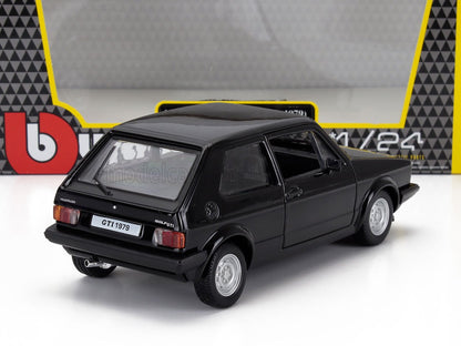 Modellino in scala di Volkswagen Golf GTI nera del 1979 con retro super dettagliato, disponibile su Vroomi.