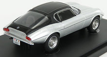 Silver and black classic BMW coupe model car displayed on black stand, available on Vroomi