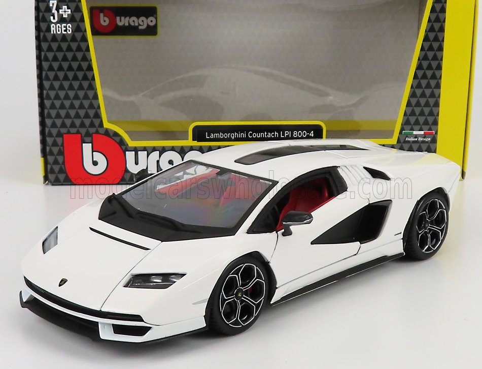 Modellino Lamborghini Countach LPI 800-4 bianco con interni rossi di Bburago, ora disponibile su Vroomi.