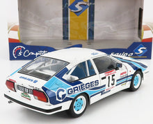 ALFA ROMEO - ALFETTA GTV6 N 15 RALLY DES GARRIGUES 1986 C.RIGOLLET - M.BATHELOT - BIANCO BICOLORE BLU