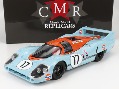 Replica dell'auto da corsa Porsche 917 modello classico CMR con livrea Gulf e numero 17 disponibile su Vroomi.