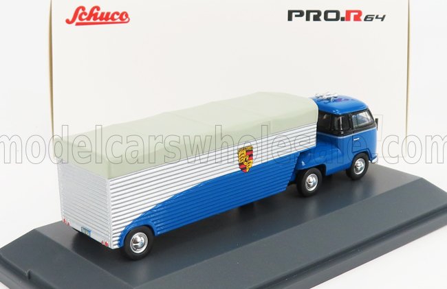 VOLKSWAGEN - T1b CONTINENTAL MOTORS PORSCHE CAR TRANSPORTER 1962 - BLU NERO - Vroomi