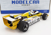 Modellino Renault Elf Formula 1 in scala 1:18, con livrea gialla e bianca e marchio René Arnoux, disponibile su Vroomi.