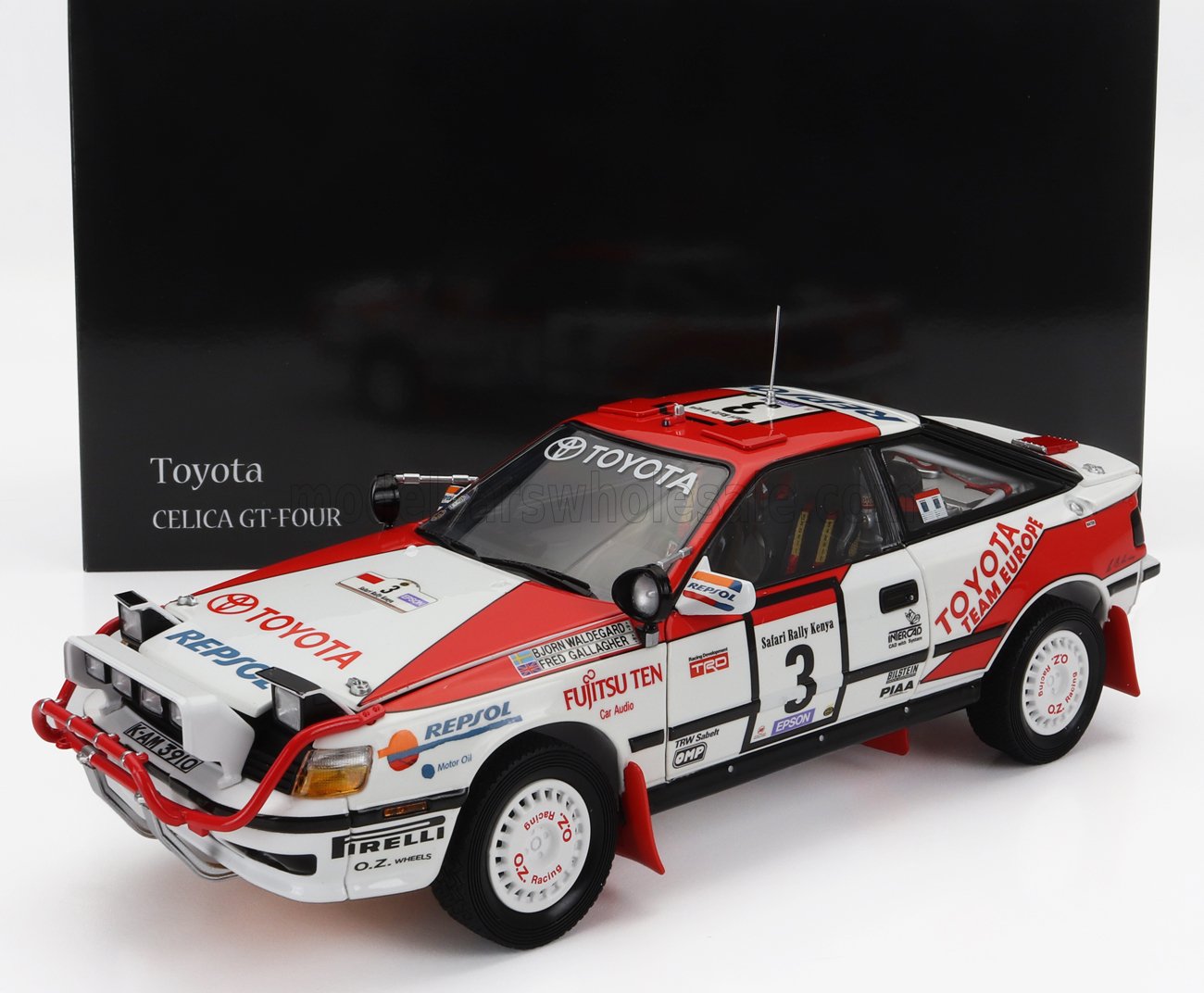 TOYOTA - CELICA GT-FOUR ST165 (versione notturna) N 3 VINCITORE RALLY SAFARI RALLY 1990 BJORN WALDEGARD - FRED GALLAGHER - BIANCO ROSSO
