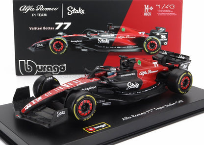 Modellino in scala 1:43 dell'Alfa Romeo F1 Team Stake C43 di Valtteri Bottas, disponibile su Vroomi.