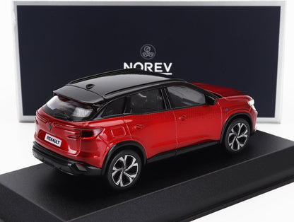 Modellino in scala di SUV Renault rosso e nero su espositore con confezione Norev, venduto anche su Vroomi.