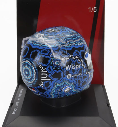 Casco da corsa blu e nero con PULISCI su espositore, disponibile su Vroomi