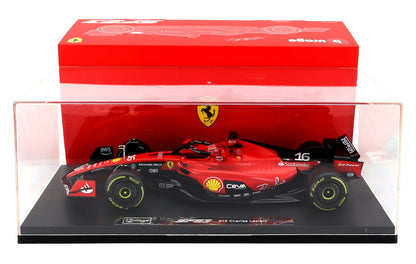 FERRARI | F1 SF-23 TEAM SCUDERIA FERRARI N 16 STAGIONE 2023 CHARLES LECLERC - CON VETRINA - CON VETRINA - MODELLO ESCLUSIVO | NERO