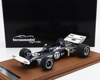 Modello dettagliato di una classica auto da corsa di Formula 1 numero 27 su base marrone, venduto da Vroomi.