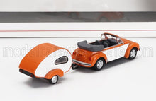 VOLKSWAGEN - BEETLE CABRIOLET CON RIMORCHIO CARAVAN 1960 - ARANCIONE BIANCO - Vroomi