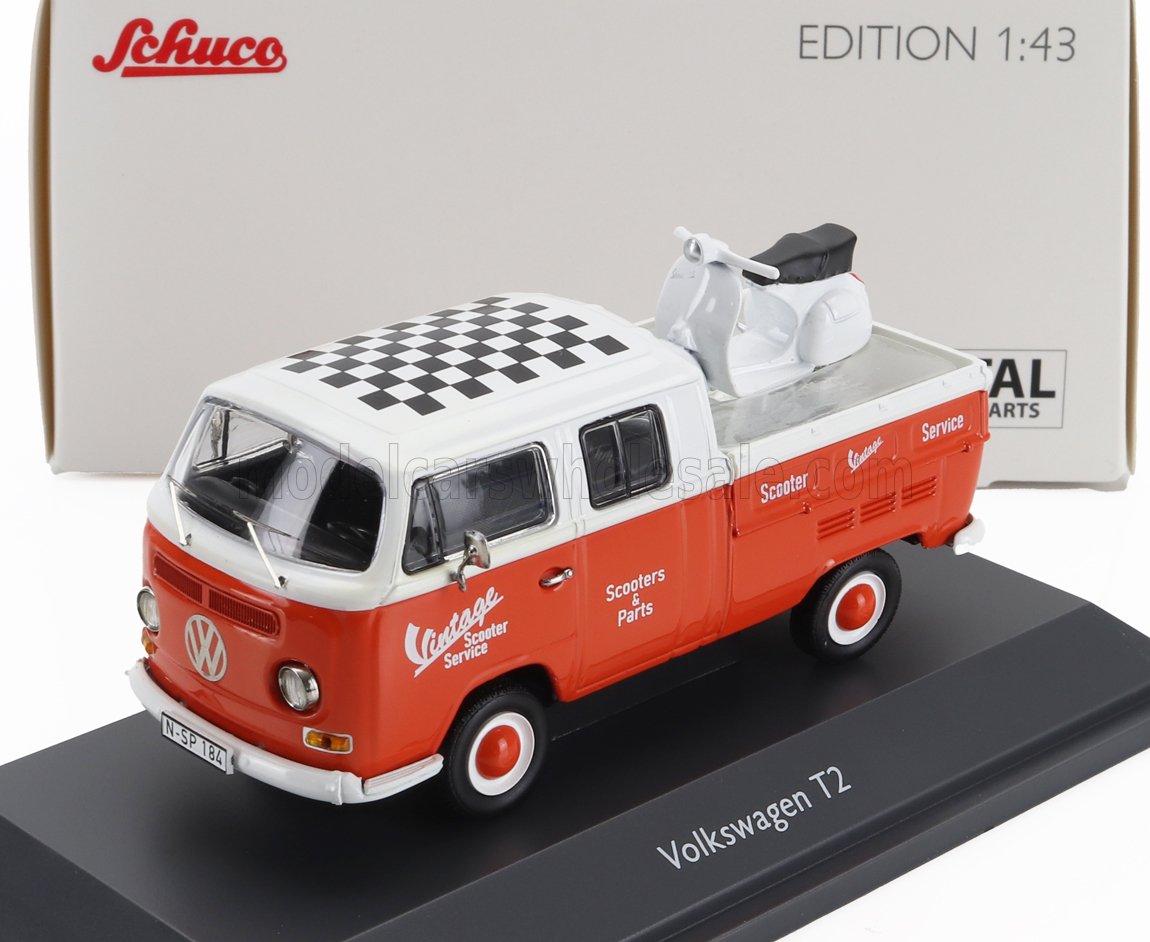 VOLKSWAGEN - T2 DOPPIA CABINA PICK-UP 1962 CON VESPA GS - ROSSO BIANCO - Vroomi