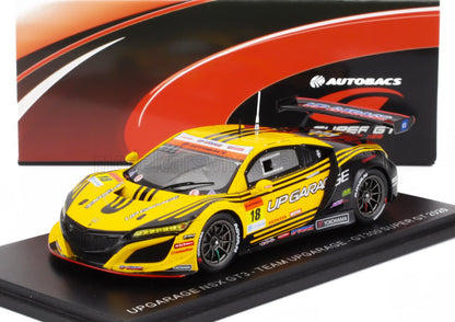 Modellino Yellow UpGarage NSX GT3 con adesivi da corsa su espositore, disponibile su Vroomi.