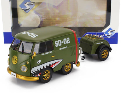 VOLKSWAGEN - T1 VAN KOOL COMBI CON RIMORCHIO 1950 - VERDE - Vroomi