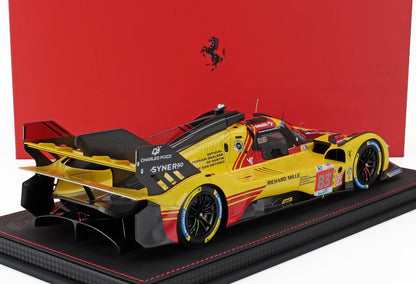 FERRARI - 499P 3.0L TURBO V6 TEAM AF CORSE N  83 24h LE MANS 2024 ROBERT KUBICA - ROBERT SHWARTZMAN - YIFEI YE - CON VETRINA - GIALLO ROSSO