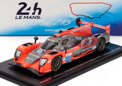 Modello dettagliato dell'auto da corsa Oreca 07 Gibson n. 45 con livrea CrowdStrike, presente su Vroomi.