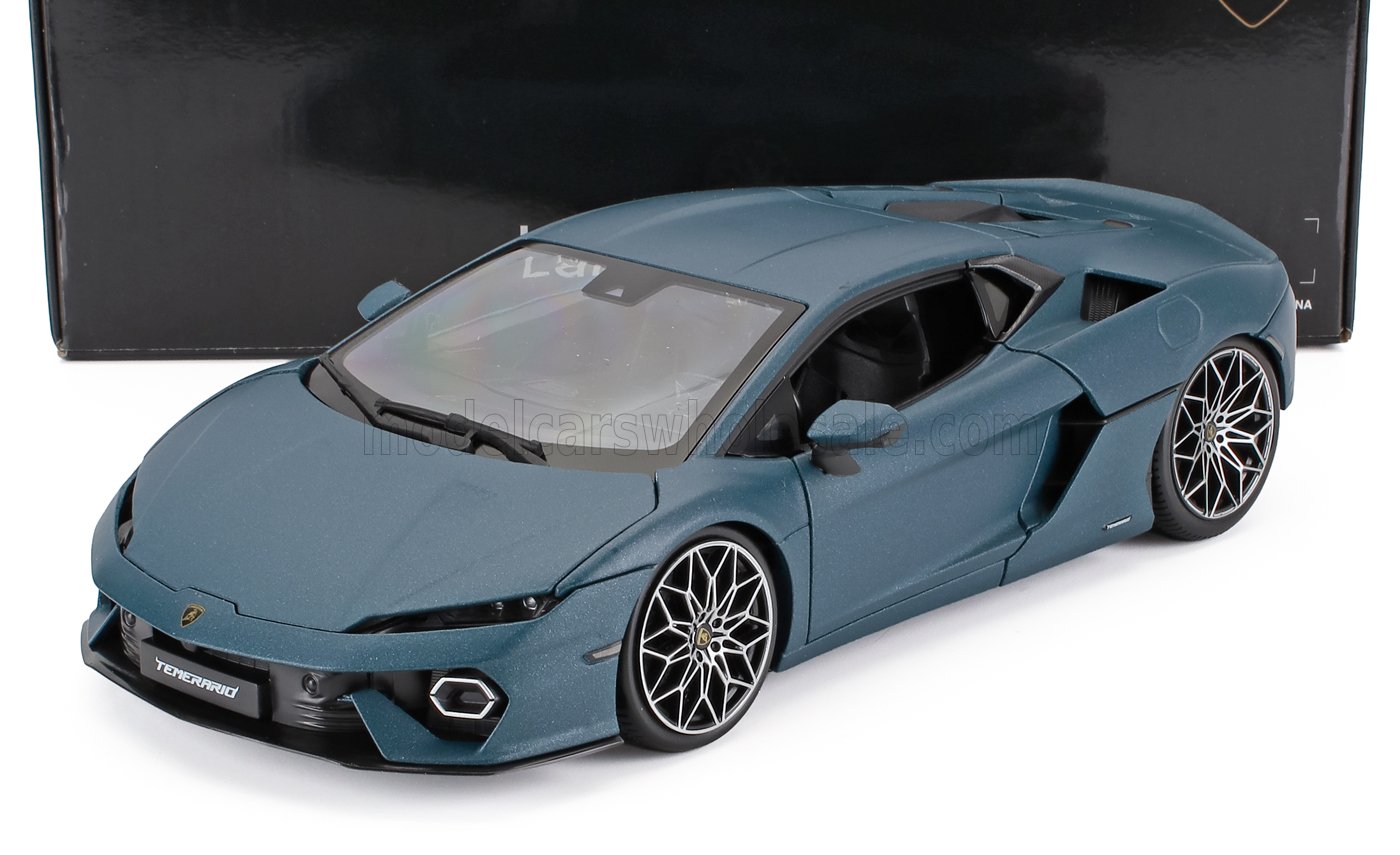Modellino di Lamborghini blu con ruote super dettagliate e targhetta Temerar10, ora disponibile su Vroomi.