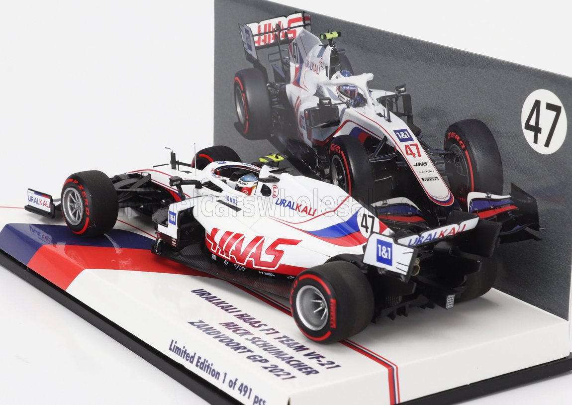 Modellino in edizione limitata 1:43 Uralkali Haas F1 Team VF-21 di Mick Schumacher al GP di Zandvoort 2021, disponibile anche su Vroomi.